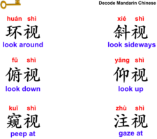 Collocations of 视: How we look with our eyes?