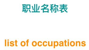 List of occupations 职业名称列表
